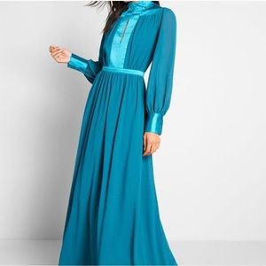NWT MODCLOTH ALLURE ME LONG SLEEVE MAXI TEAL Size Large